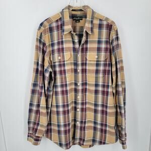 Eddie Bauer Shirt Mens TXL Plaid Yellow Blue Red Button Up Cotton Classic Fit